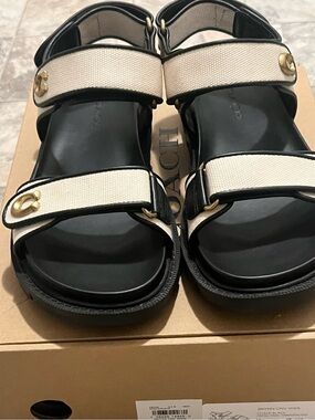 Coach Brynn Sandal Canvas Chalk/Black